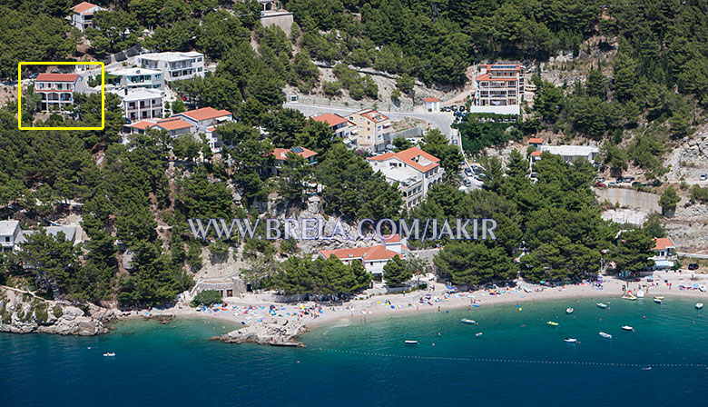 position of apartmens Jakir in Brela Jakiru&scaron;a