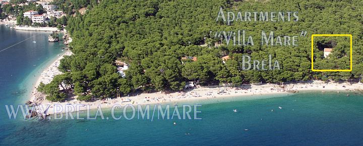 Brela beach Punta Rata, aerial view