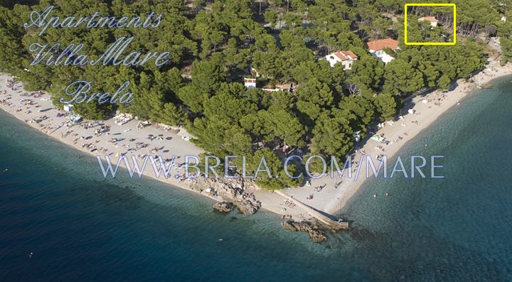 Brela beach Punta Rata, aerial view