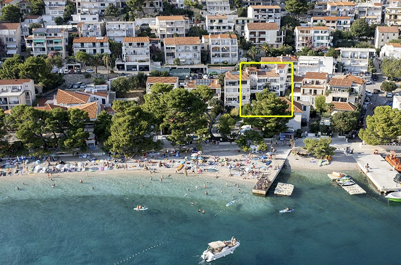 Brela beach from air