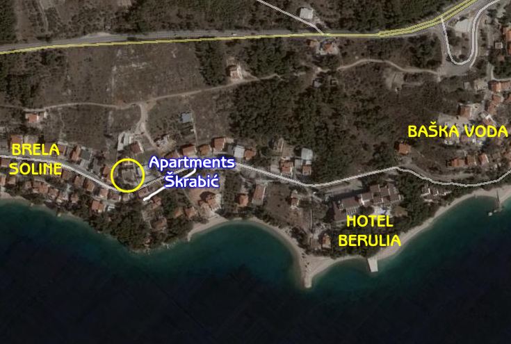 Apartments Škrabić, Google Earth position
