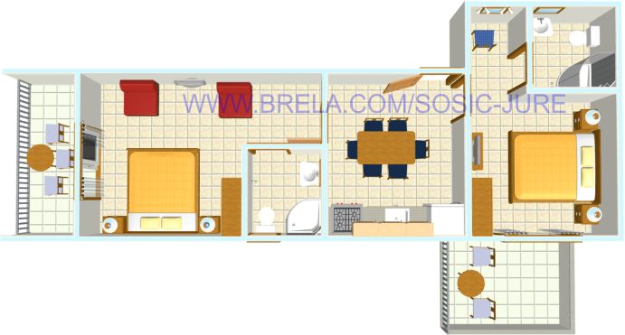 apartments Jure &Scaron;o&scaron;ić, Brela - plan