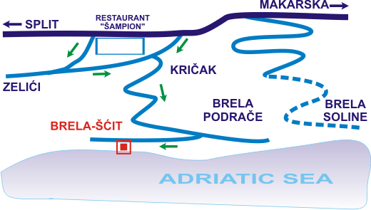 apartments kapetan Jure, Brela - direction, driving instruction, how to find us